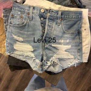 Levi's Light Blue Distressed Denim Jean Shorts